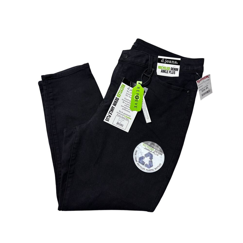 NWT d.Jeans Womens 20W Black Recycled Denim Ankle Pants
